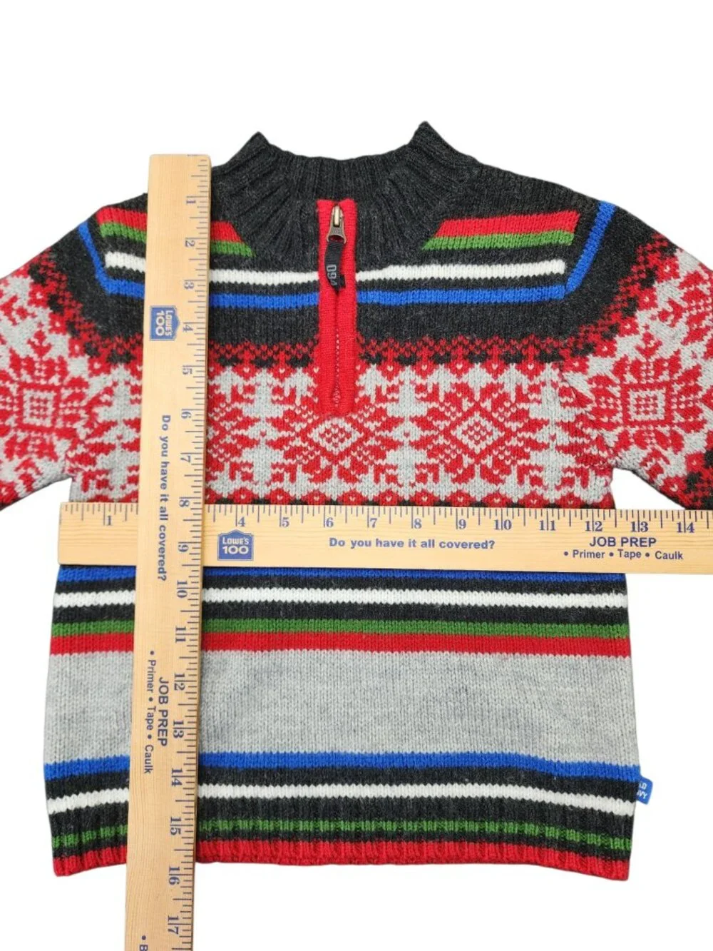 Old Navy Kids Knit Sweater Size 4T Fair Isle Nordic Christmas Pattern 1/4 Zip